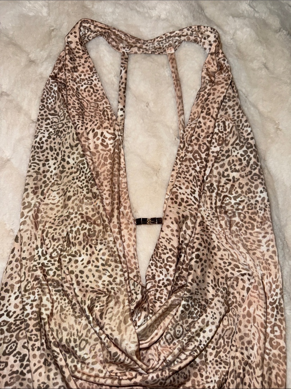 Victoria's Secret Very Sexy Beige Leopard Halter Cowl Neck Tank 2006 - Picture 2 of 9